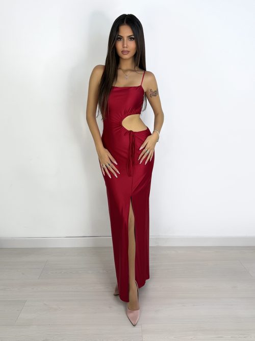Abito Cut-Out Satin - Rosso