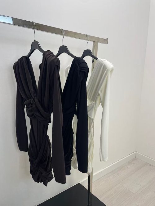 Abit Drappeggiato con Nodo - Nero