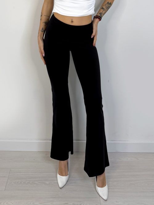 Pantaloni a Zampa Vita Alta - Nero